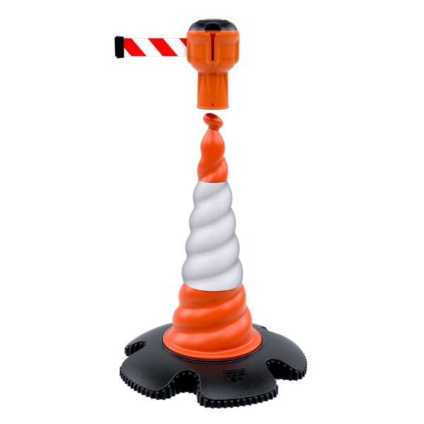 road cone with retractable barrier